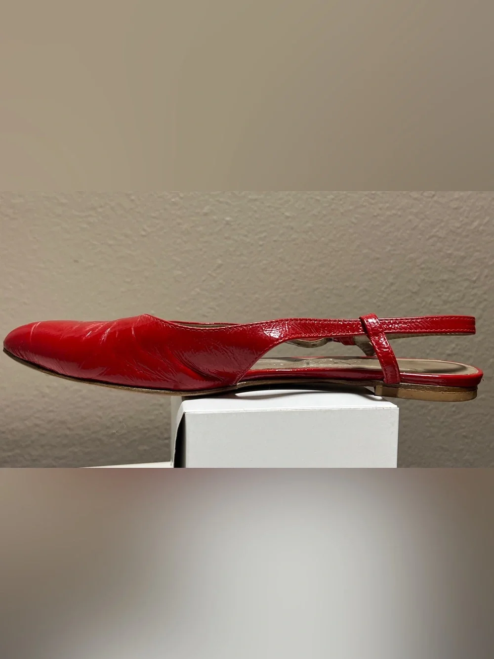 AGL Red Italian Leather Flats